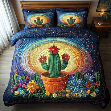 Classic Succulent Glow 3-Piece Quilted Bedding Set