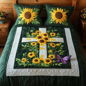 Sun Cross 3-Piece Quilted Bedding Set