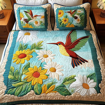 Sunflower Grace 3-Piece Quilted Bedding Set