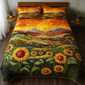 Sunlit Valley Bloom 3-Piece Quilted Bedding Set