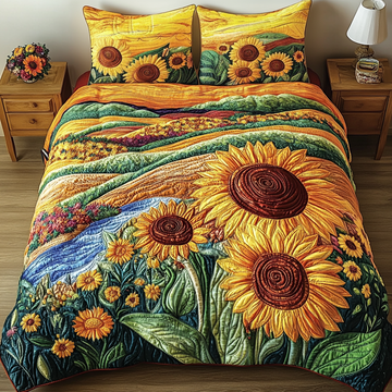 Sunny Delight Floral 3-Piece Quilted Bedding Set
