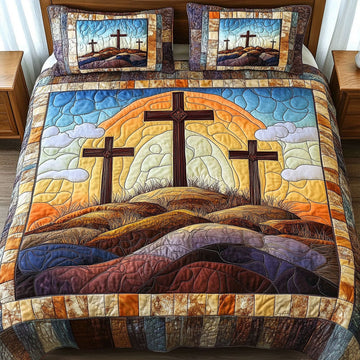 Sunset Cross 3-Piece Quilted Bedding Set