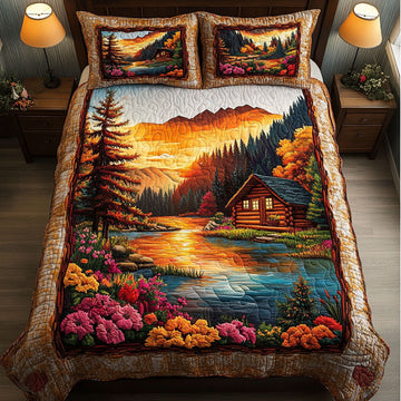 Sunset Haven Forest 3-Piece Quilted Bedding Set