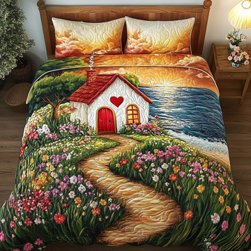 Sweet Blossom 3-Piece Quilted Bedding Set