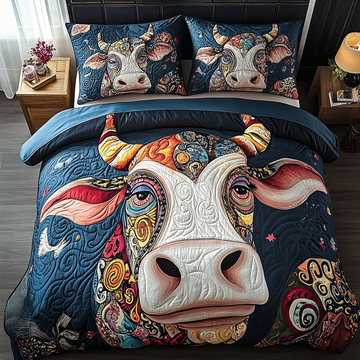 Tartan Cow Haven Animal 3-Piece Quilted Bedding Set