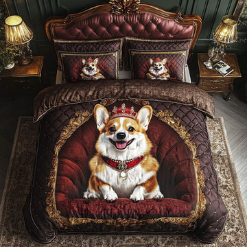 The Velvet Corgi 3-Piece Quilted Bedding Set