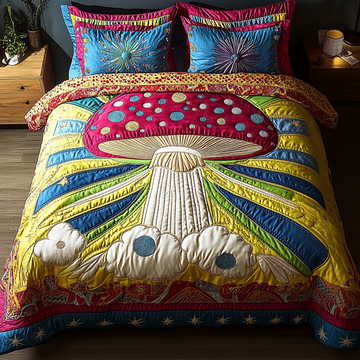 Toadstool Charm 3-Piece Quilted Bedding Set