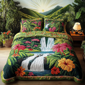 Tropical Paradise Retreat 3-Piece Quilted Bedding Set