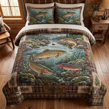 Trout Waters 3-Piece Quilted Bedding Set