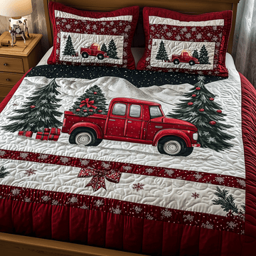 Truck Full Cheer 3-Piece Quilted Bedding Set