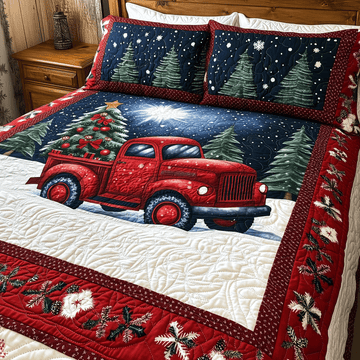 Trucking Christmas 3-Piece Quilted Bedding Set
