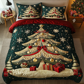 Twinkling Tannenbaum 3-Piece Quilted Bedding Set