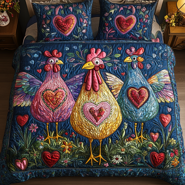 Vibrant Coop 3-Piece Quilted Bedding Set
