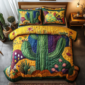 Vibrant Desert Patchwork 3-Piece Quilted Bedding Set