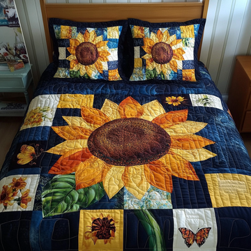 Vibrant Sunflower 3-Piece Quilted Bedding Set