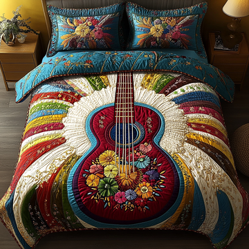 Vintage Strings 3-Piece Quilted Bedding Set
