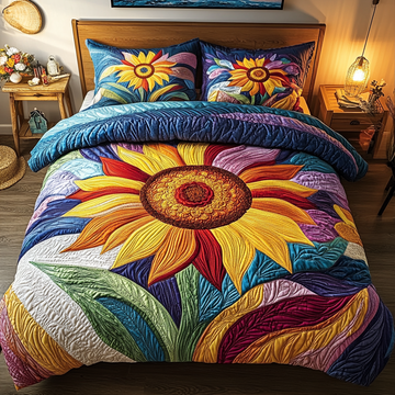 Vivid Flora 3-Piece Quilted Bedding Set