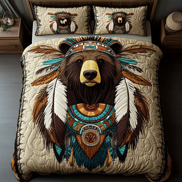 Warrior Bear 3-Piece Quilted Bedding Set