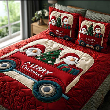 Whimsical Gnome Sleep 3-Piece Quilted Bedding Set