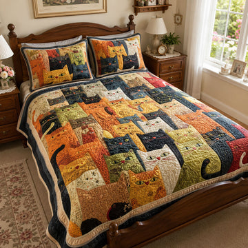 Whisker Parade 3-Piece Quilted Bedding Set