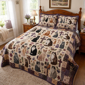 Whiskers Of Grace 3-Piece Quilted Bedding Set