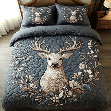Wild Stag Animal 3-Piece Quilted Bedding Set