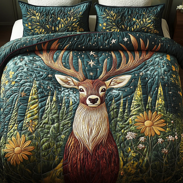 Wild Stag Deer 3-Piece Quilted Bedding Set