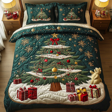 Winter Wonderland Tree Christmas 3-Piece Quilted Bedding Set