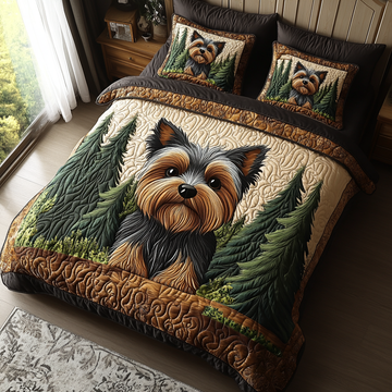 Yorkie Love Dog 3-Piece Quilted Bedding Set