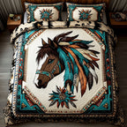 Ancient Weave Southwest quilted 3-piece bedding set on a made bed with two matching pillow shams