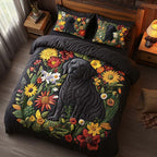 Autumn Watch quilted 3-piece bedding set on a made bed with two matching pillow shams