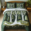 Birch Forest quilted 3-piece bedding set on a made bed with two matching pillow shams