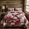 Blossom Breeze Animal quilted 3-piece bedding set on a made bed with two matching pillow shams