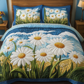 Blossom Field Bedspreads quilted 3-piece bedding set on a made bed with two matching pillow shams