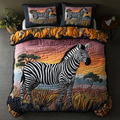 Bold Stripes African quilted 3-piece bedding set on a made bed with two matching pillow shams