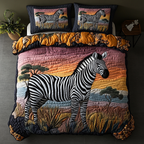 Bold Stripes African quilted 3-piece bedding set on a made bed with two matching pillow shams
