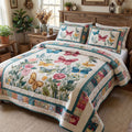 Butterfly Blossom Charm quilted 3-piece bedding set on a made bed with two matching pillow shams