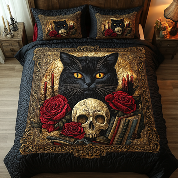 Candlelit Whiskers 3-Piece Quilted Bedding Set