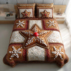 Candy Brick Haven quilted 3-piece bedding set on a made bed with two matching pillow shams
