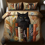 Catnap Chapter quilted 3-piece bedding set on a made bed with two matching pillow shams
