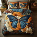 Celestial Flutter quilted 3-piece bedding set on a made bed with two matching pillow shams