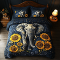 Charcoal Elephant Dream quilted 3-piece bedding set on a made bed with two matching pillow shams