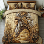 Classic Southwest Spirit quilted 3-piece bedding set on a made bed with two matching pillow shams