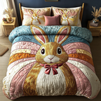 Cotton Tail quilted 3-piece bedding set on a made bed with two matching pillow shams
