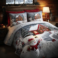 Cozy Cottage Cabin quilted 3-piece bedding set on a made bed with two matching pillow shams
