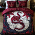 Crimson Flight Animal quilted 3-piece bedding set on a made bed with two matching pillow shams