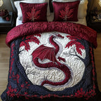 Crimson Flight Animal quilted 3-piece bedding set on a made bed with two matching pillow shams