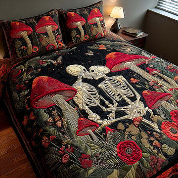 Crimson Hearts Couple 3-Piece Quilted Bedding Set