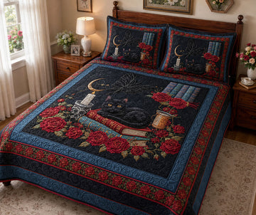 Crimson Rose Mystery 3-Piece Quilted Bedding Set