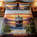 Cruise Dreamer quilted 3-piece bedding set on a made bed with two matching pillow shams